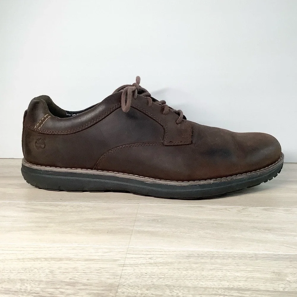 TIMBERLAND Mens Brown Leather Anti-Fatigue Oxfords Lace-up Shoe Casual US 13